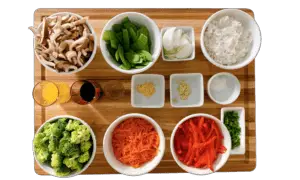 Mise en place ou organização dos alimentos.