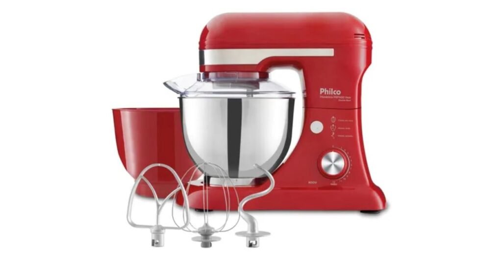 Batedeira Planetária Turbo Double Bowl Pbp600v Philco Vermelho e Prateado 600w. Melhor batedeira planetária.